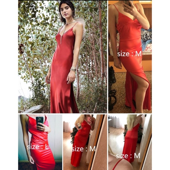 Lolo Satin  Slip Dress with Side Split in Sienna - Picture 4 of 4